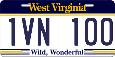 WV license plate 1VN100