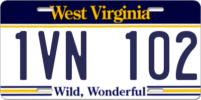 WV license plate 1VN102