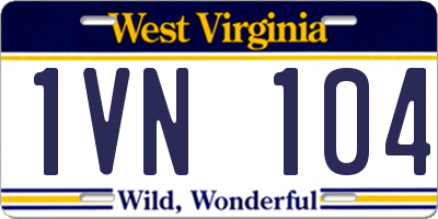 WV license plate 1VN104