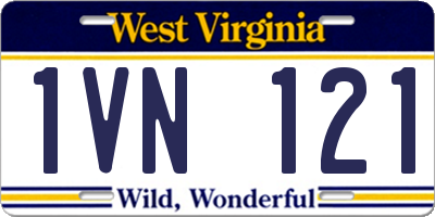 WV license plate 1VN121