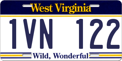 WV license plate 1VN122
