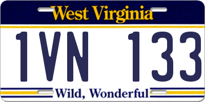 WV license plate 1VN133