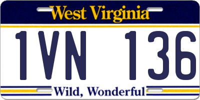 WV license plate 1VN136
