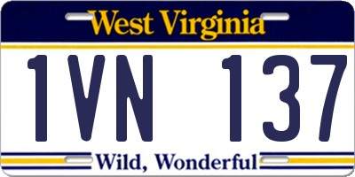 WV license plate 1VN137