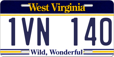 WV license plate 1VN140