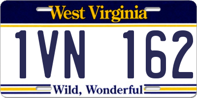 WV license plate 1VN162