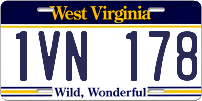 WV license plate 1VN178