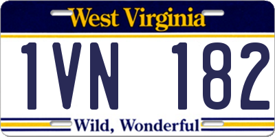WV license plate 1VN182