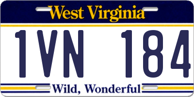 WV license plate 1VN184