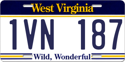 WV license plate 1VN187