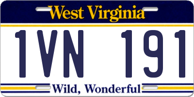 WV license plate 1VN191