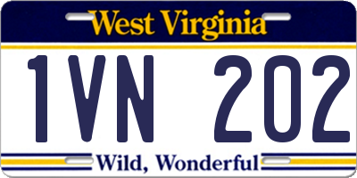 WV license plate 1VN202