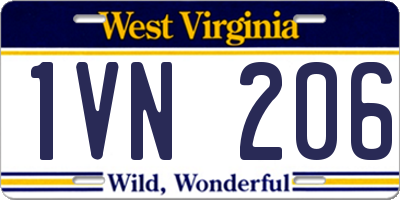 WV license plate 1VN206