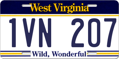 WV license plate 1VN207