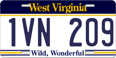 WV license plate 1VN209