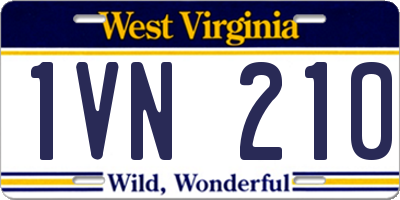 WV license plate 1VN210