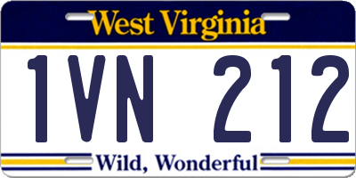 WV license plate 1VN212