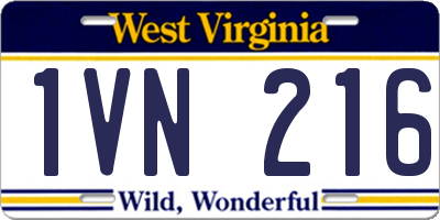 WV license plate 1VN216