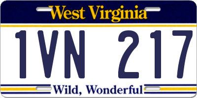 WV license plate 1VN217