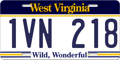WV license plate 1VN218