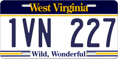 WV license plate 1VN227