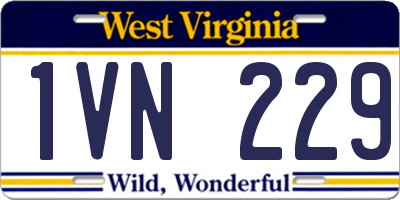 WV license plate 1VN229