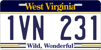 WV license plate 1VN231