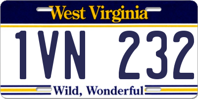 WV license plate 1VN232