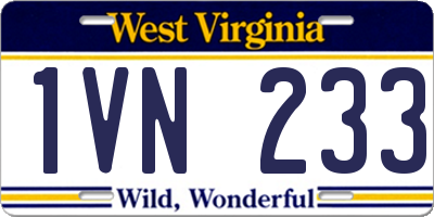 WV license plate 1VN233