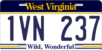 WV license plate 1VN237