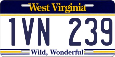 WV license plate 1VN239