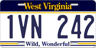 WV license plate 1VN242