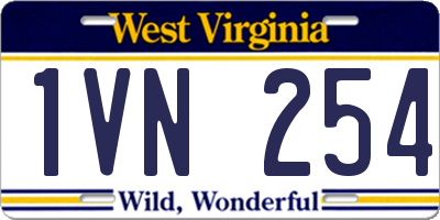WV license plate 1VN254