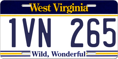 WV license plate 1VN265