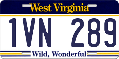 WV license plate 1VN289