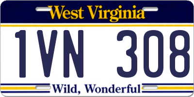 WV license plate 1VN308