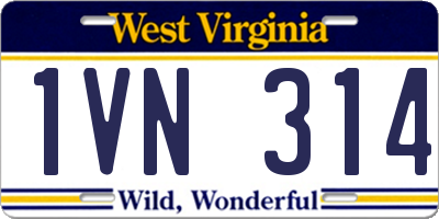 WV license plate 1VN314