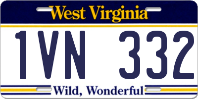 WV license plate 1VN332