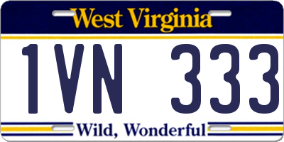 WV license plate 1VN333