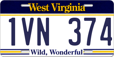WV license plate 1VN374