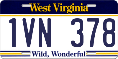 WV license plate 1VN378