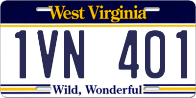 WV license plate 1VN401