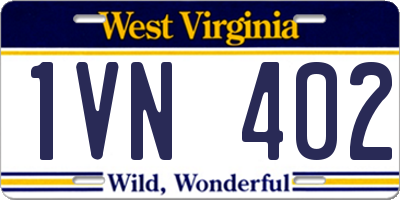 WV license plate 1VN402
