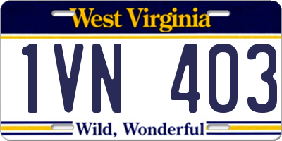 WV license plate 1VN403