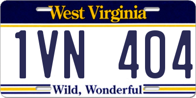 WV license plate 1VN404