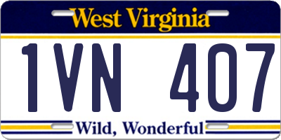 WV license plate 1VN407