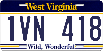 WV license plate 1VN418