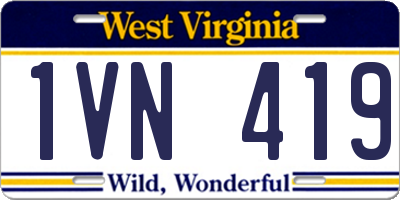 WV license plate 1VN419