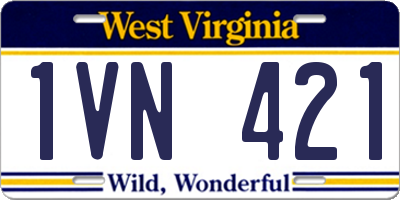 WV license plate 1VN421