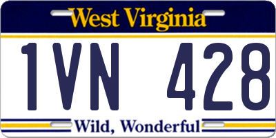 WV license plate 1VN428